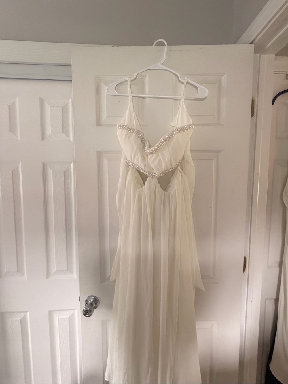 Abercrombie Ivory Beaded Spaghetti-Strap Evening Dress - Picture 3 of 5